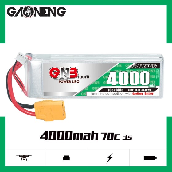 GNB GAONENG 4000mah 3S 11.1V 70C 140C XT90 RC LiPo Battery High Discharge C Rating Performance